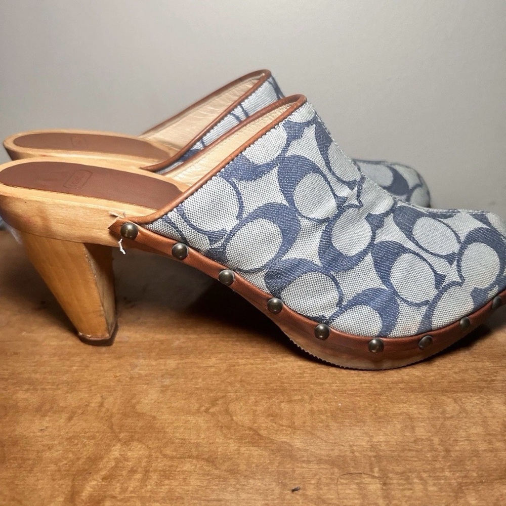 Coach Blue Patterned Women's Mules